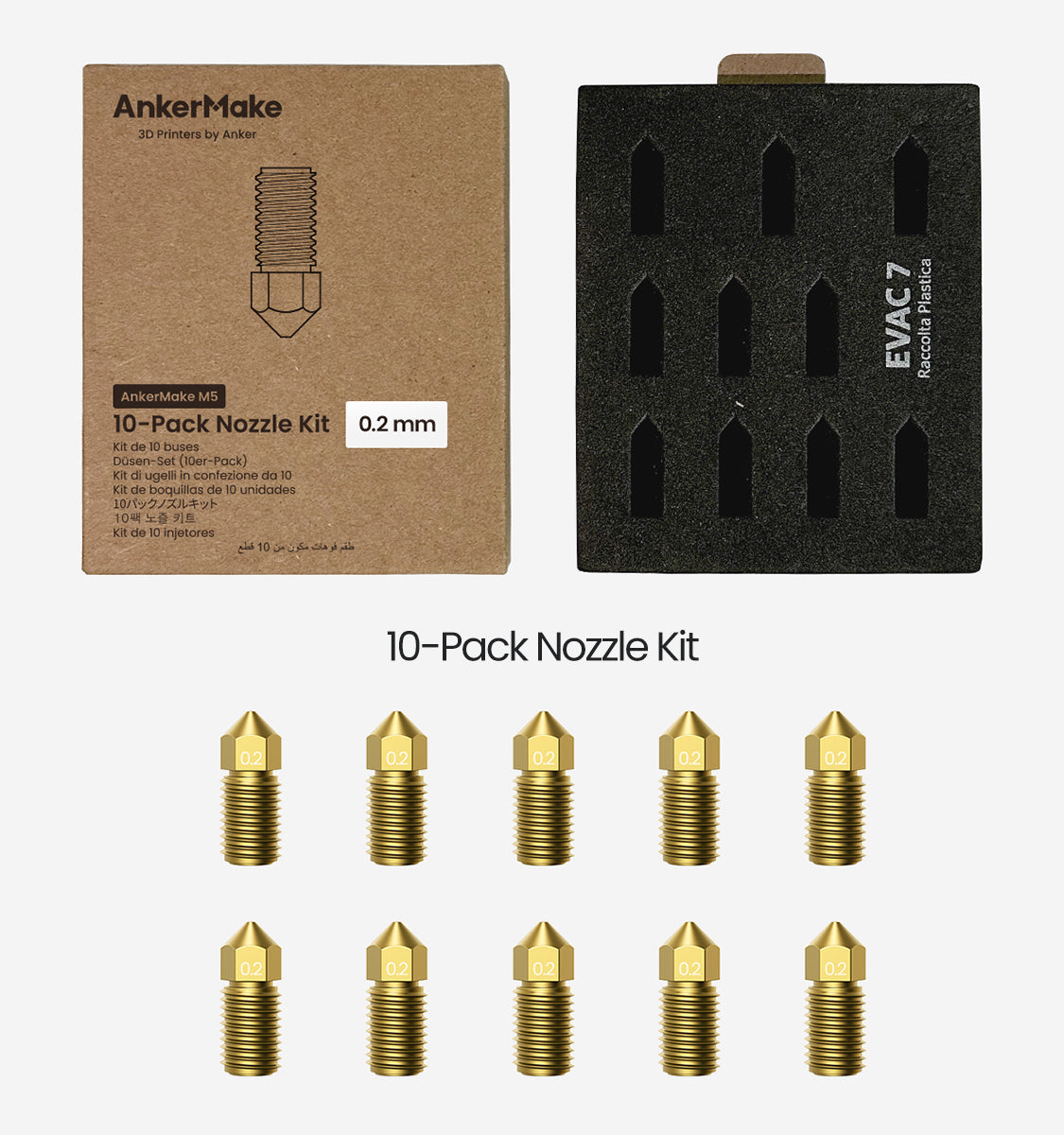 10-Pack Nozzle Kit (0.2mm, M5/M5C)